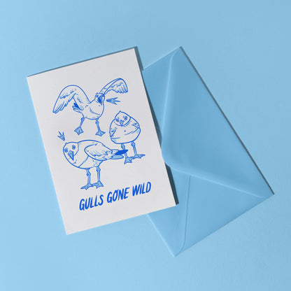 "Gulls Gone Wild" Greetings Card